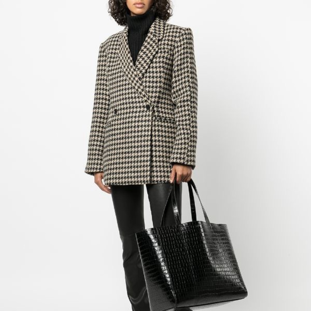 ANINE BING Kaia Houndstooth Double-Breasted Blazer